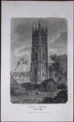 Truro Cornwall Probus Tower Antique 224 Years-Old Steel-Engraving-76