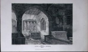 King Langley Church Hertfordshire Antique 218 Years-Old Georgian Steel-Engraving-460