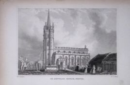 Exeter St Sidwell’s Church Devonshire Antique 193 Years-Old Steel-Engraving-48
