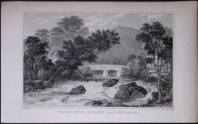 Shaugh Bridge Bickleigh Vale Devonshire Antique 193 Years-Old Steel-Engraving-51a
