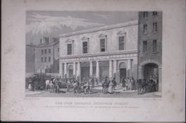 Liverpool Corn Exchange Brunswick St Antique 195 Years-Old Steel-Engraving-68