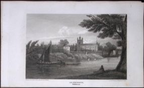 London Isleworth On The River Antique 200 Years-Old Steel-Engraving-103