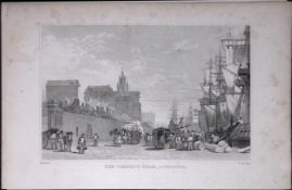 Liverpool Princes Dock Antique 195 Years-Old Steel-Engraving-25