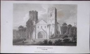 St Germans Church Cornwall Antique 224 Years-Old Steel-Engraving-73