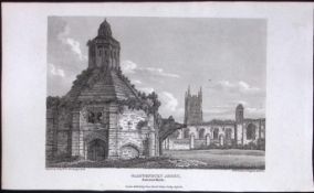 Glastonbury Abbey Somerset Antique 212 Years-Old Georgian Steel-Engraving-172