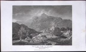 View of Langdale Lake District Antique 211 Years-Old Georgian Steel-Engraving-211