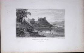 Wales Newcastle in Emlyn Antique 166-Year-Old Steel Engraving-47.