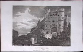 Carisbrook Castle Isle of Wight Antique 220 Years-Old Georgian Steel-Engraving-224