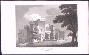 Durham Darlington Raby Castle Antique 223 Years-Old Steel-Engraving-149