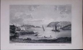St Nicholas or Drake Island Devonshire Antique 193 Years-Old Steel-Engraving-36