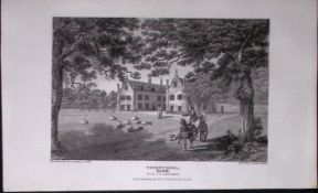 Cossey Hall Norfolk Antique 216 Years-Old Georgian Steel-Engraving-422a