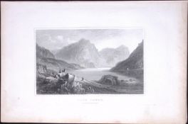 Wales-Llyn Ogwen Snowdonia Antique 166-Year-Old Steel Engraving-8