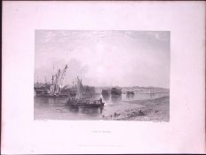 Kent Chatham Dockyard WH Bartlett 183 Years-Old Antique Steel Engraving-31