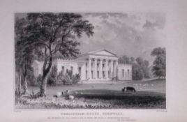 Cornwall Near Truro Trelissick House Antique 193 Years-Old Steel-Engraving-38