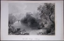 Ireland Old Weir Bridge Killarney Antique 183 Years-Old Steel-Engraving-28.
