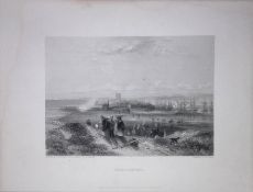 Hartlepool View of The City WH Bartlett 1842 Antique Steel Engraving-214.