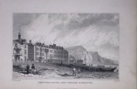 Sidmouth View Beach & Rocks Devonshire Antique 193 Years-Old Steel-Engraving-52