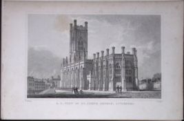Liverpool St Lukes Church No 2 Antique 195 Years-Old Steel-Engraving-15