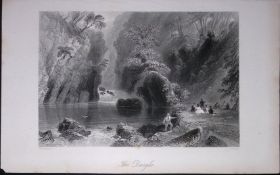 Ireland Scene at The Dargle Wicklow Antique 183 Years-Old Steel-Engraving-13.