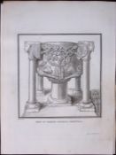 Cornwall Bodmin Church Font Rare Antique Copper Plate Etching By S Lyons