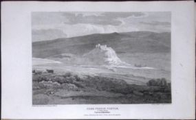 Caer Cennin Castle Wales Antique 211 Years-Old Georgian Steel-Engraving-487