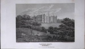 Hatfield House Hertfordshire Antique 218 Years-Old Georgian Steel-Engraving-458