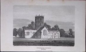 Uffington Church Berkshire Antique 226 Years-Old Georgian Steel-Engraving-445