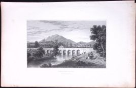 Wales-Abergavenny Antique 166-Year-Old Steel Engraving-17
