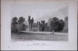Liverpool Childwall Abbey Antique 195 Years-Old Steel-Engraving-56.