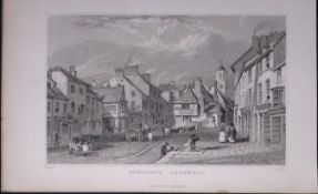 Cornwall Penzance Town Antique 193 Years-Old Steel-Engraving-22