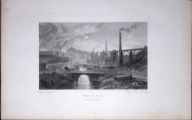 Wales View of Nant Y Glo Village Antique 166-Year-Old Steel Engraving-49