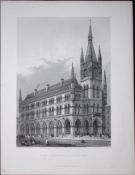 Yorkshire View of New Exchange Bradford Antique 150 Years-Old Engraving-16