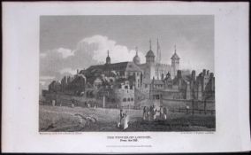 The Tower of London Antique 200 Years-Old Steel-Engraving-93