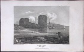 Flint Castle Flintshire Wales Antique 213 Years-Old Georgian Steel-Engraving-204.