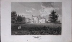 Colney House Hertfordshire Antique 218 Years-Old Georgian Steel-Engraving-459