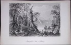 Ireland Innisfallen Lake of Killarney Antique 183 Years-Old Steel-Engraving-29.
