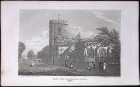 Oxford St Mary Magdalens Church Antique 212 Years-Old Steel-Engraving-49