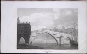 York Yorkshire Ouse Bridge Antique 213 Years-Old Steel-Engraving-17