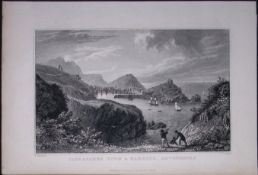 Ilfracombe Town & Harbour Devonshire Antique 193 Years-Old Steel-Engraving-47a