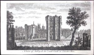 Ashby-De-La-Zouch Castle Rare Georgian Copper Antique 1776 Engraving-143.