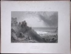 Dover Castle View Ramsgate Road WH Bartlett 183 Years-Old Antique Steel Engraving-20