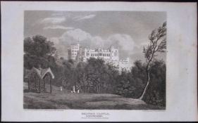 Belvoir Castle Leicestershire Antique 218 Years-Old Georgian Steel-Engraving-306.