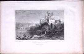 Wales Chepstow Castle Antique 166-Year-Old Steel Engraving-25