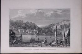Cornwall Fowley Bodinnoc Ferry Antique 193 Years-Old Steel-Engraving-10