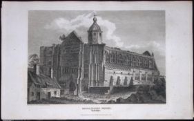 Bridlington Priory Yorkshire Antique 213 Years-Old Steel-Engraving-22