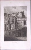 Guildhall Chapel London Antique 200 Years-Old Steel-Engraving-265