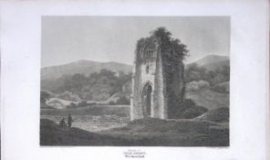 Shaf Abbey Ruins Cumbria Antique 211 Years-Old Georgian Steel-Engraving-214