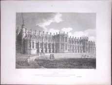 St Georges Chapel Windsor 190 Years-Old Rare John Britton Antique Steel Engraving-148