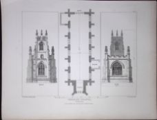 Skirlaw Chapel Yorkshire 190 Years-Old Rare John Britton Antique Steel Engraving-97