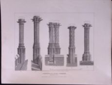 Eton College Buckinghamshire 190 Years-Old John Britton Antique Steel Engraving-220